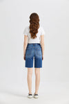 Super High Rise Denim Bermuda Shorts