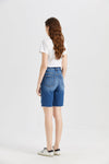 Super High Rise Denim Bermuda Shorts