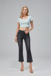 HIGH RISE CROP FLARE JEANS BYF1065 BK