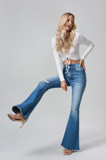 HIGH RISE FLARE JEANS BYF1009R