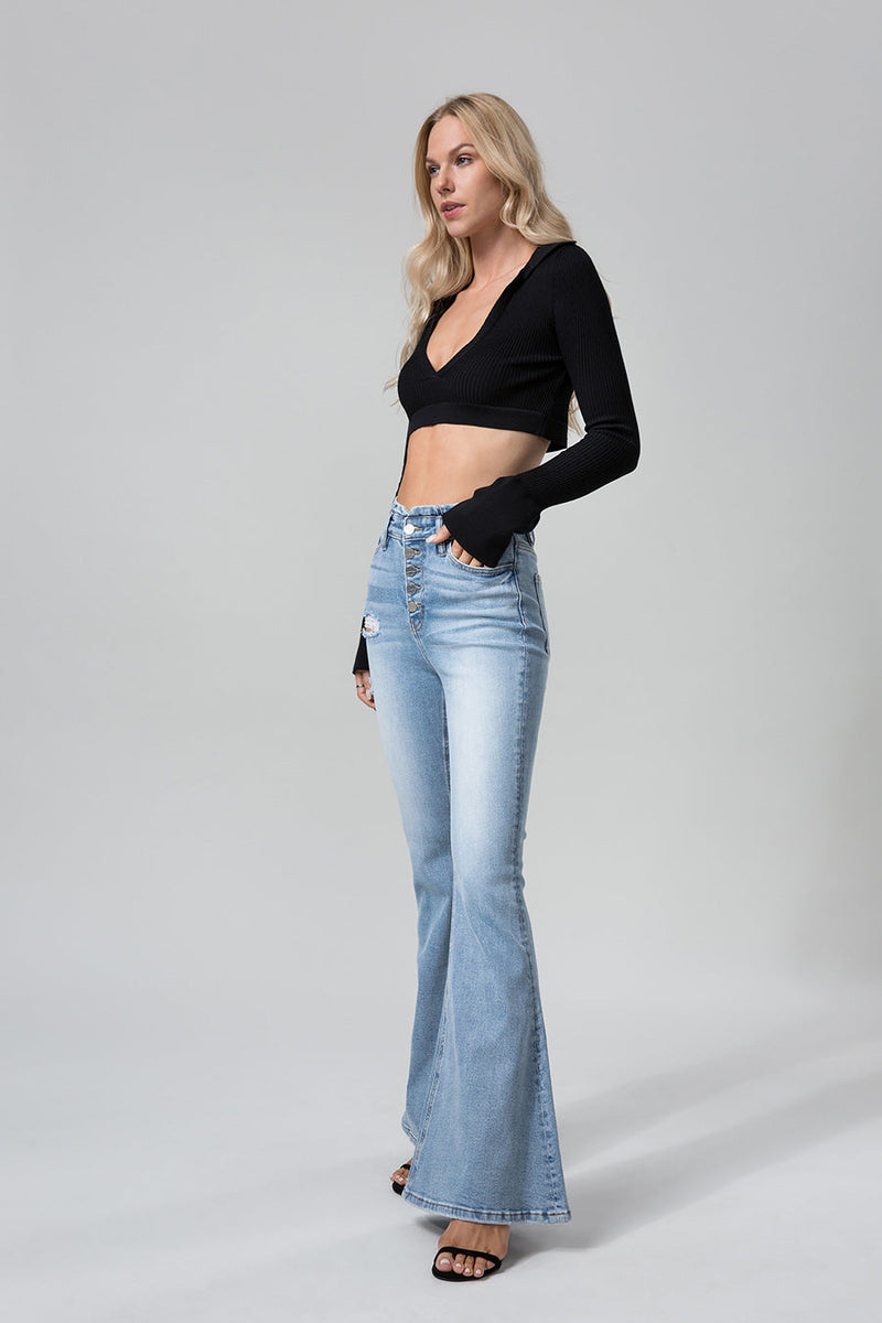 HIGH RISE FLARE JEANS BYF1012L