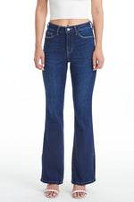 HIGH RISE FLARE JEANS WITH CLEAN HEM BYF1037 SAPPHIRE