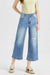 Mid Rise Wide Leg Crop Flare Jeans-Wide Leg-BAYEAS