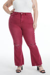 High Rise Ankle Distressed Flare Pants