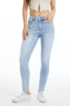 Ella Mid Rise Skinny Jeans With Rhinestones-Skinny-BAYEAS