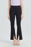 High Rise Front Slit Flare Jeans-Flare & Bootcut-BAYEAS