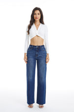 HIGH RISE WIDE LEG JEANS BYW8066 SAPPHIRE