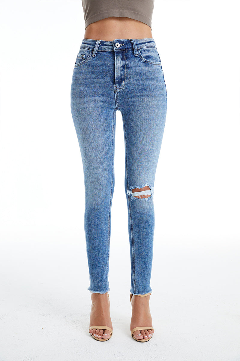 High Rise Crop Skinny Denim Jeans