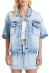 Puffy Sleeve Denim Jacket-Jackets-BAYEAS