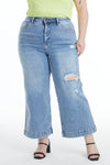Mid Rise Wide Leg Crop Flare Jeans