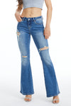 Low Rise Distressed Flare Jeans-Flare & Bootcut-BAYEAS