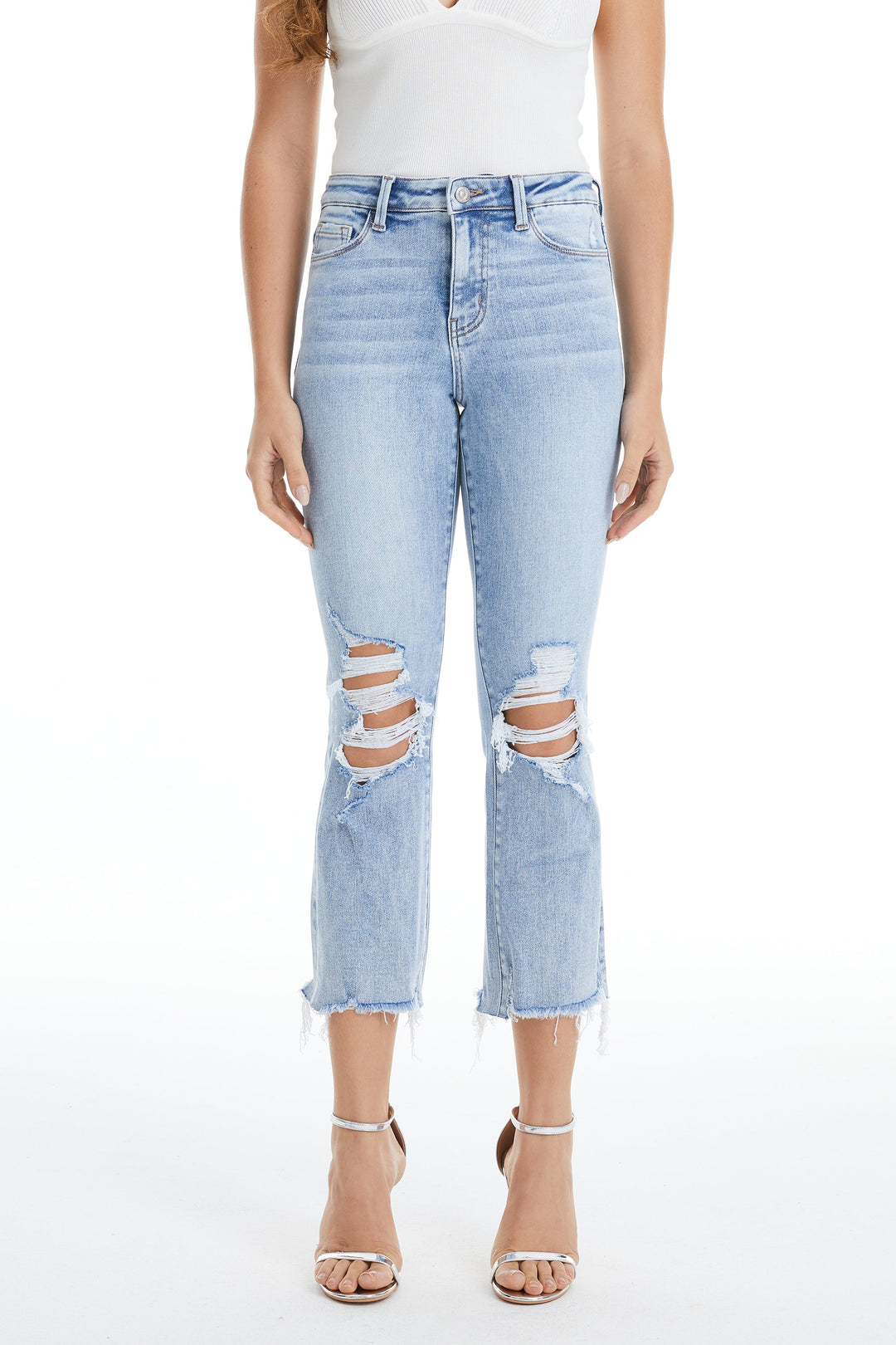 Tina High Rise Cropped Distressed Bootcut