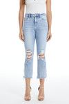 Cropped Distressed Bootcut Jeans