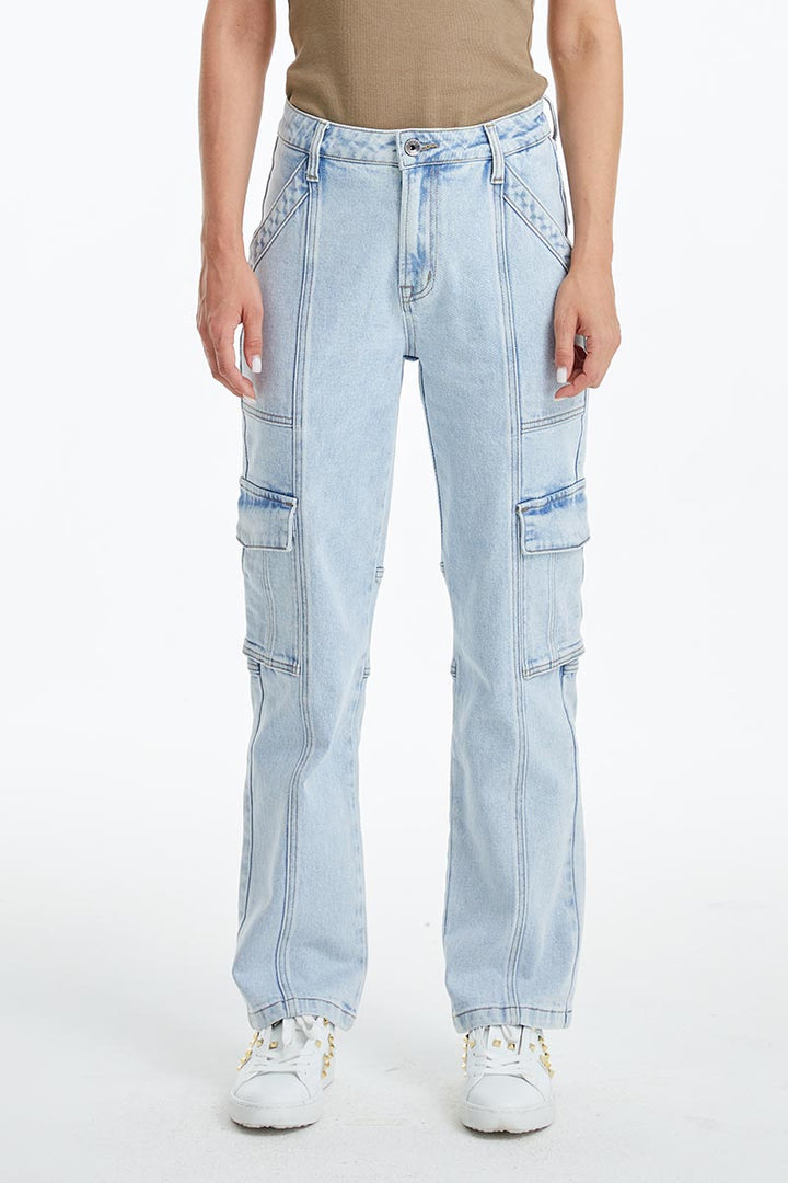 High Rise Straight Leg Denim Jeans