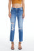 High Rise Slim Straight Jeans With Raw Hem