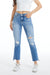 Mid Rise Slim Straight Jeans With Raw Hem-Straight-BAYEAS