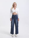 Super High Rise Ankle Cargo Wide Leg Pants